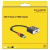 Delock 62736 USB 3.0 / HDMI kabelový adaptér [1x USB 3.2 gen. 1 zásuvka A - 1x HDMI zásuvka] černá pozlacené kontakty, s feritovým jádrem 20 cm