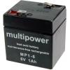multipower MP1-6 MP1-6 olověný akumulátor 6 V 1 Ah olověný se skelným rounem (š x v x h) 51 x 55 x 42 mm plochý konektor 4,8 mm bezúdržbové, nepatrné vybíjení