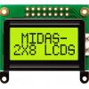 Alfanumerický displej LCD MC20805B6W-SPTLY-V2 Alfanumerické podsvícení LED Zelená, Žlutá Paralelní Midas 2 x 8