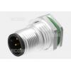Vidlice M12 kód D, 4pólová, 250 V / 4 A, IP68, panelová