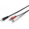 Digitus AK-510300-050-S jack / cinch audio kabel [1x jack zástrčka 3,5 mm - 2x cinch zástrčka] 5.00 m černá jednoduché stínění, kulatý